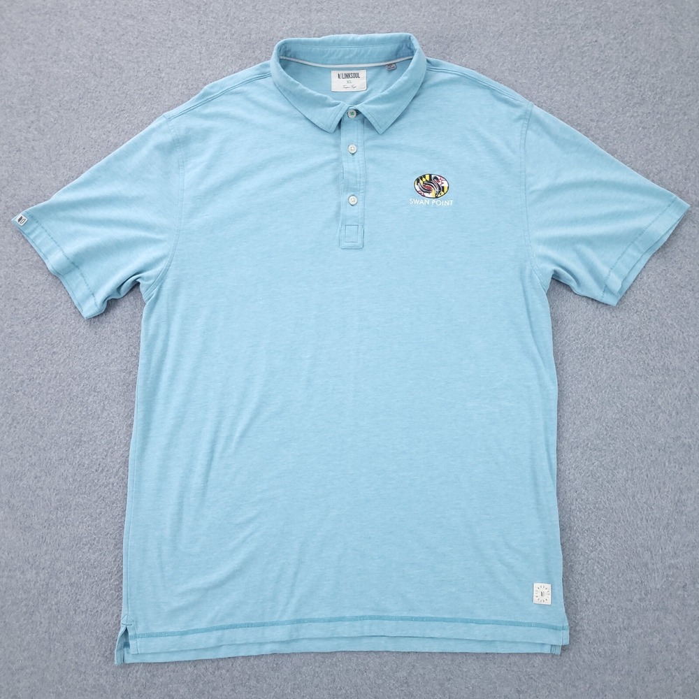 Linksoul Polo Shirt XL Short Sleeve Light Blue Swan Point Mens